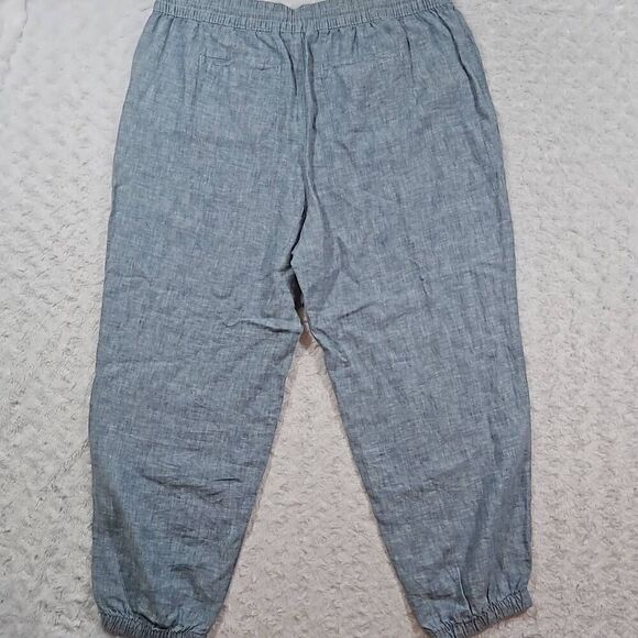 Athleta Size 18 Womens Retreat Linen Jogger Chambray Blue Drawstring Pull On - Picture 2 of 8